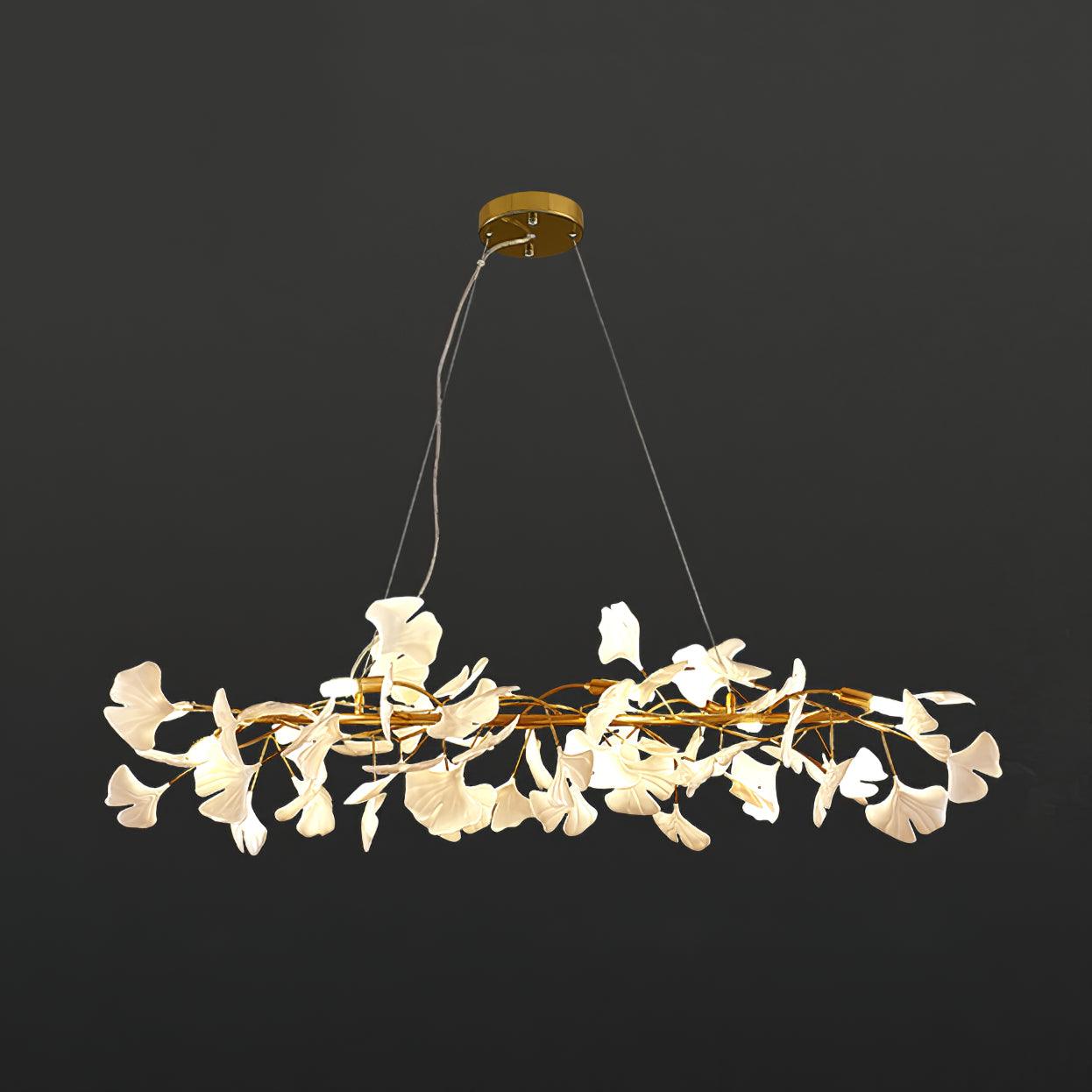 Handcrafted Porcelain Ginkgo Leaf Chandelier Elegant Modern Candelabrum Hanging Light