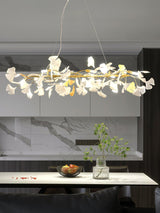 Handcrafted Porcelain Ginkgo Leaf Chandelier Elegant Modern Candelabrum Hanging Light