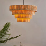 Handcrafted Raffia Straw Art Pendant Light Sustainable Natural Fiber Ceiling Hanging Lamp for Home Decor