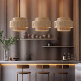 Handcrafted Raffia Straw Art Pendant Light Sustainable Natural Fiber Ceiling Hanging Lamp for Home Decor