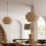 Handcrafted Raffia Straw Art Pendant Light Sustainable Natural Fiber Ceiling Hanging Lamp for Home Decor