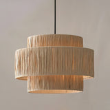 Handcrafted Raffia Straw Art Pendant Light Sustainable Natural Fiber Ceiling Hanging Lamp for Home Decor