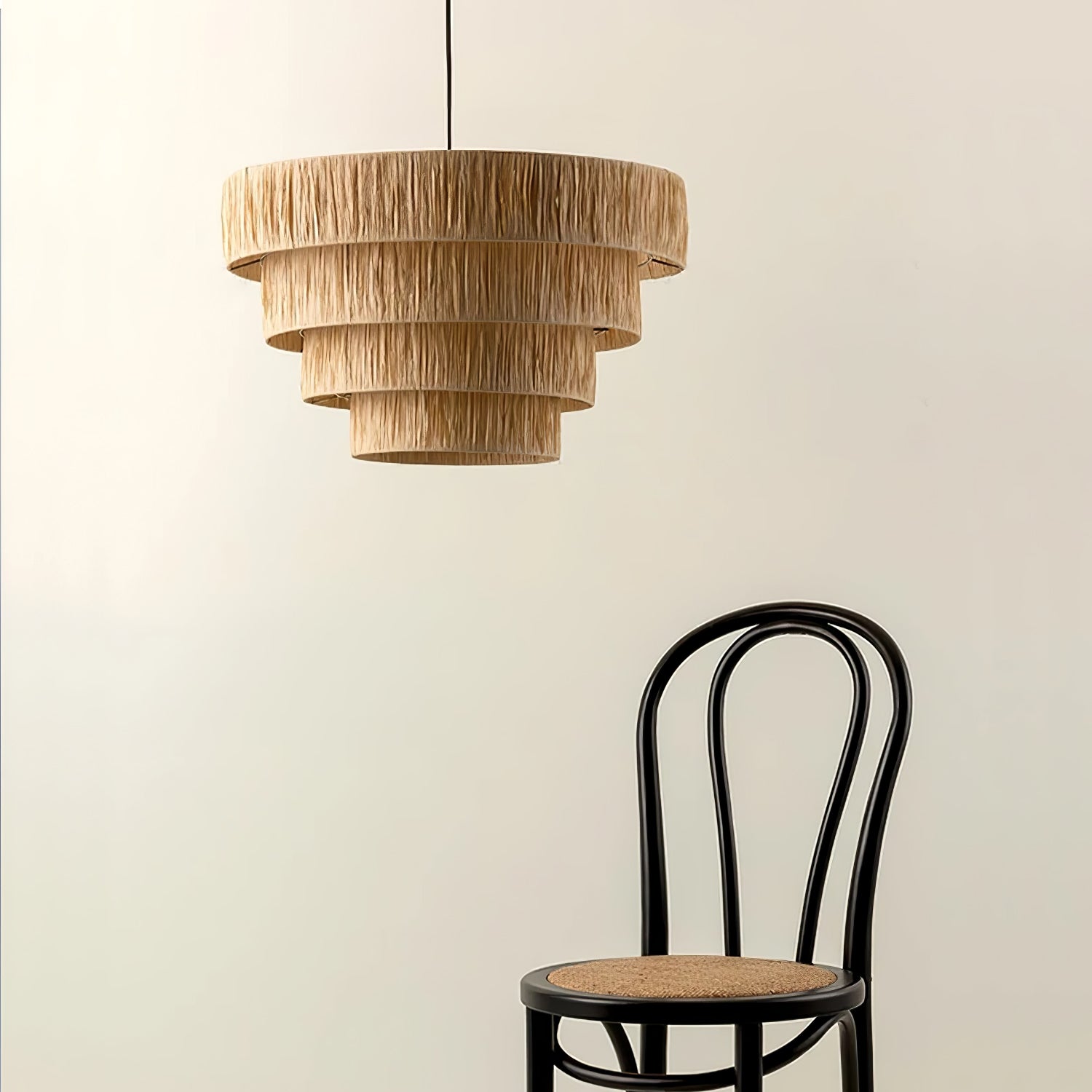 Handcrafted Raffia Straw Art Pendant Light Sustainable Natural Fiber Ceiling Hanging Lamp for Home Decor