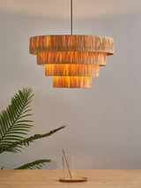 Handcrafted Raffia Straw Art Pendant Light Sustainable Natural Fiber Ceiling Hanging Lamp for Home Decor