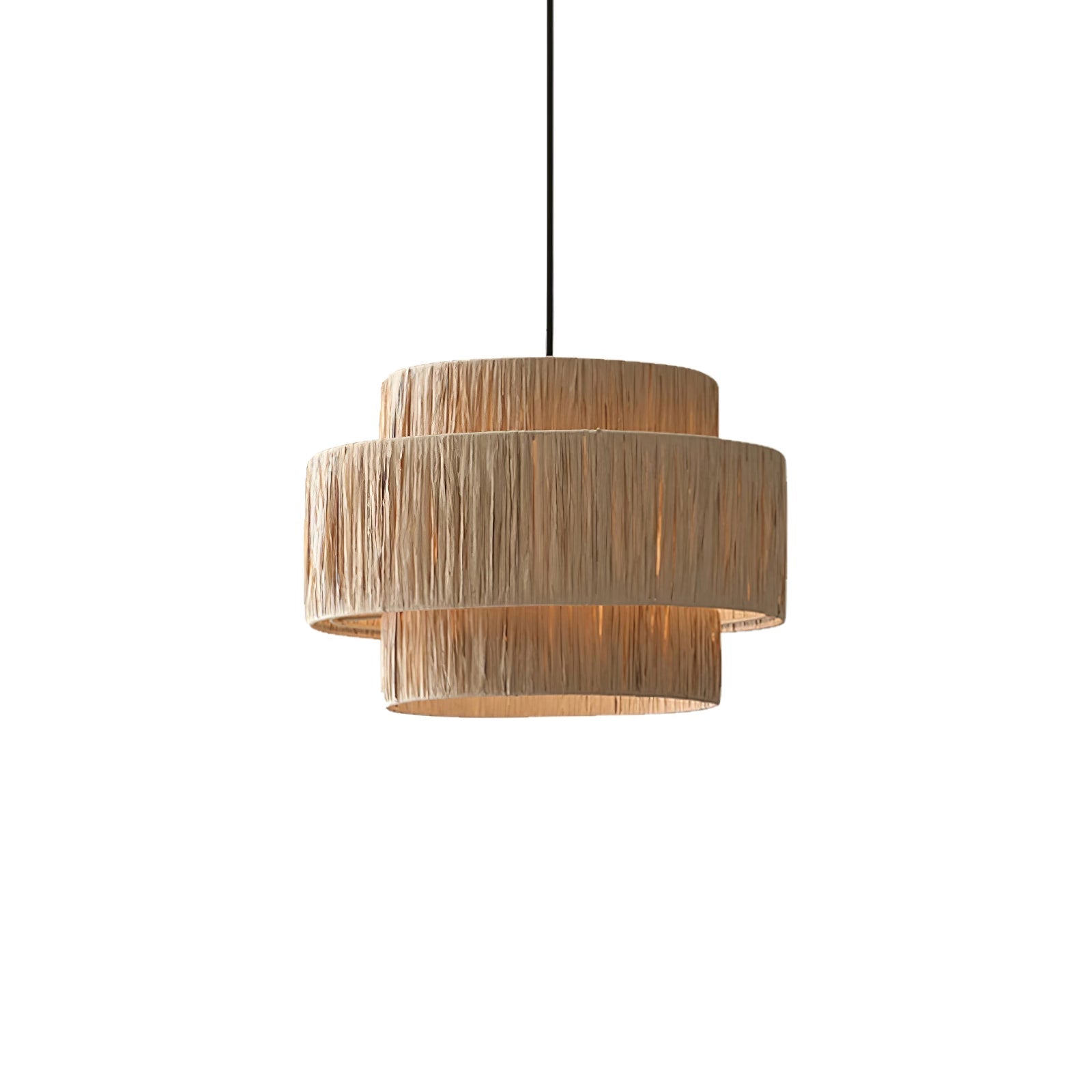 Handcrafted Raffia Straw Art Pendant Light Sustainable Natural Fiber Ceiling Hanging Lamp for Home Decor