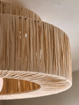 Handcrafted Raffia Straw Art Pendant Light Sustainable Natural Fiber Ceiling Hanging Lamp for Home Decor