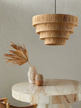 Handcrafted Raffia Straw Art Pendant Light Sustainable Natural Fiber Ceiling Hanging Lamp for Home Decor