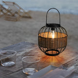 Handcrafted Rattan Cage Style Waterproof Outdoor Solar Lantern for Garden and Patio Decor