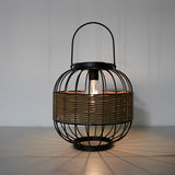 Handcrafted Rattan Cage Style Waterproof Outdoor Solar Lantern for Garden and Patio Decor