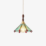 Handcrafted Tiffany Stained Glass Floral Pendant Light with Brass Hardware for Indoor Living