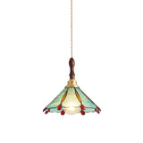 Handcrafted Tiffany Stained Glass Floral Pendant Light with Brass Hardware for Indoor Living