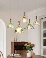 Handcrafted Tiffany Stained Glass Floral Pendant Light with Brass Hardware for Indoor Living