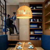 Handcrafted Woven Bamboo Dome Pendant Light Burlywood Hanging Ceiling Fixture
