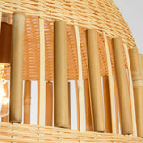 Handcrafted Woven Bamboo Dome Pendant Light Burlywood Hanging Ceiling Fixture
