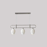 Handmade Bone China Ribbed Pendant Light Modern Linear Ceramic Hanging Lamp for Dining Room