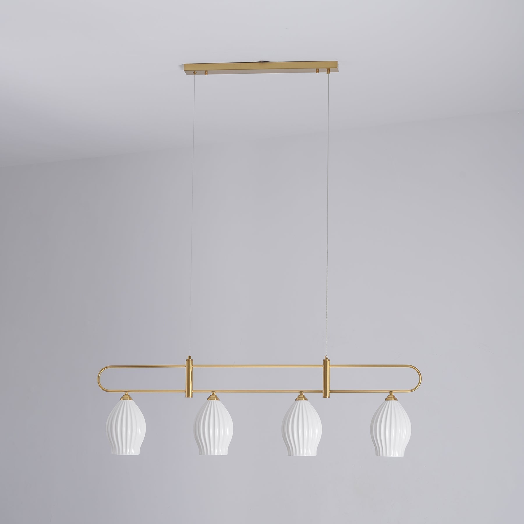 Handmade Bone China Ribbed Pendant Light Modern Linear Ceramic Hanging Lamp for Dining Room