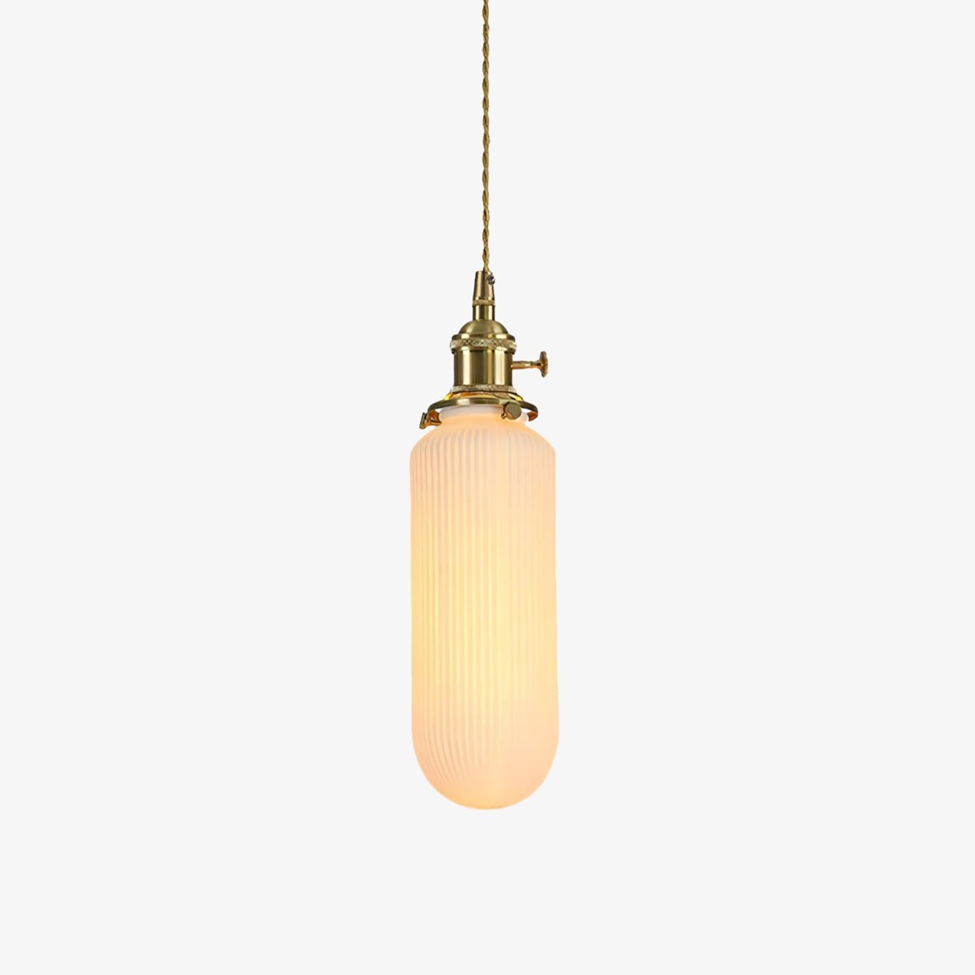 Handmade Porcelain Shell Pendant Light with Brass Fittings Ribbed Ceramic Hanging Lamp