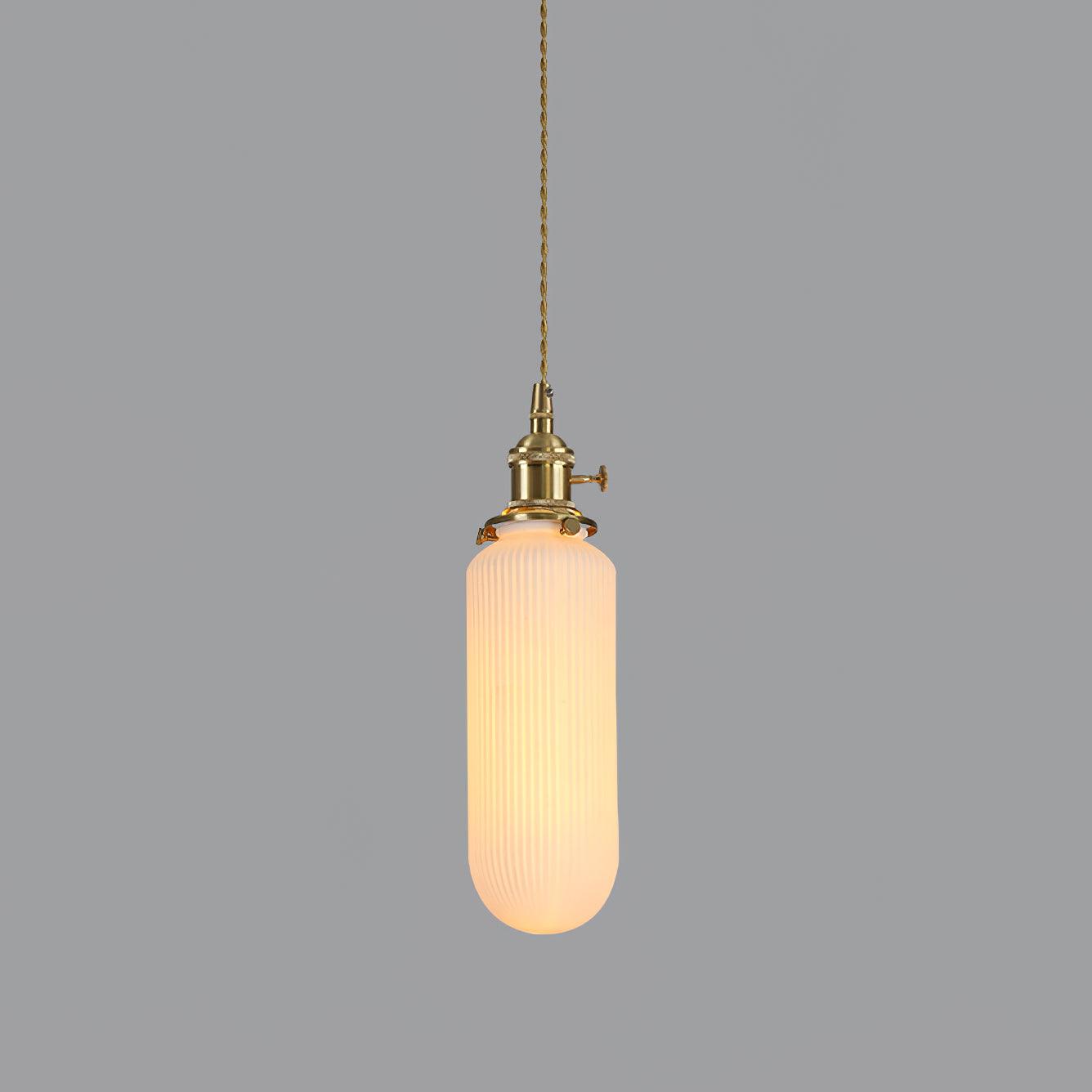 Handmade Porcelain Shell Pendant Light with Brass Fittings Ribbed Ceramic Hanging Lamp