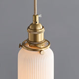 Handmade Porcelain Shell Pendant Light with Brass Fittings Ribbed Ceramic Hanging Lamp