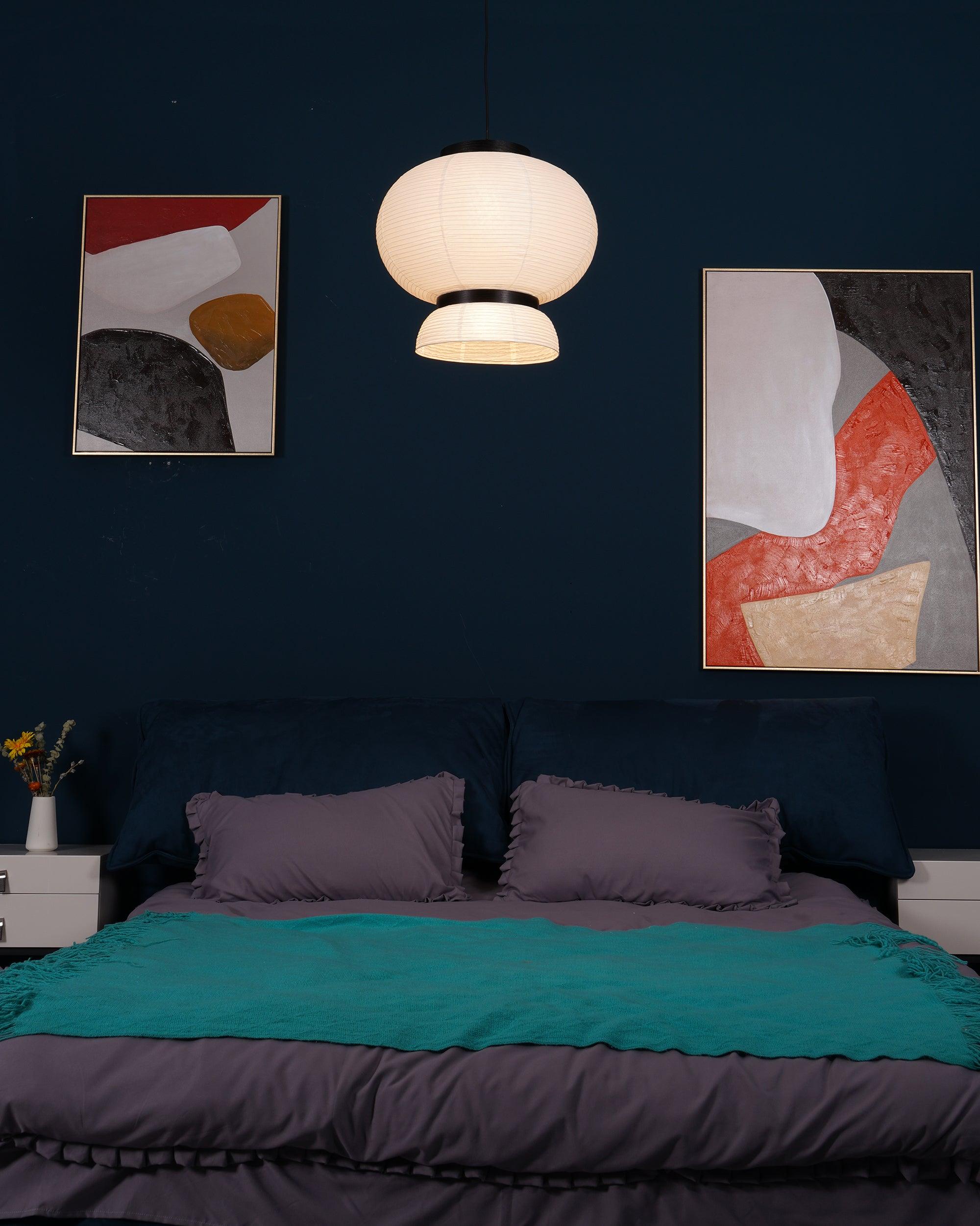 Handmade Rice Paper Lantern Pendant Light Contemporary Japanese Style Hanging Lamp