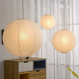 Handmade Washi Paper Pendant Light Japanese Style Mulberry Paper Hanging Lamp for Home Decor