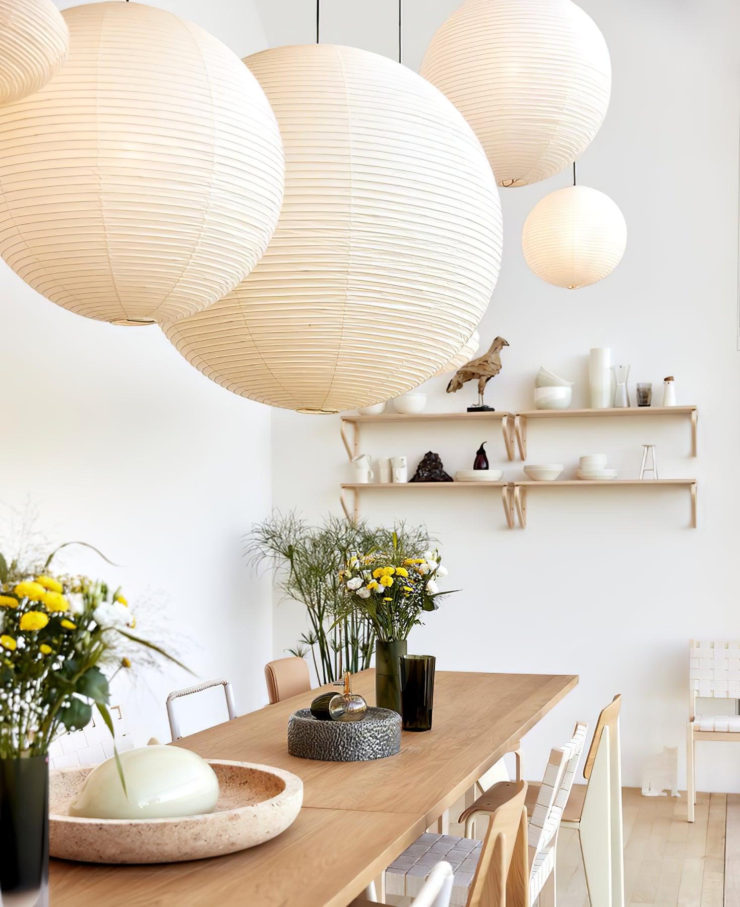 Handmade Washi Paper Pendant Light Japanese Style Mulberry Paper Hanging Lamp for Home Decor