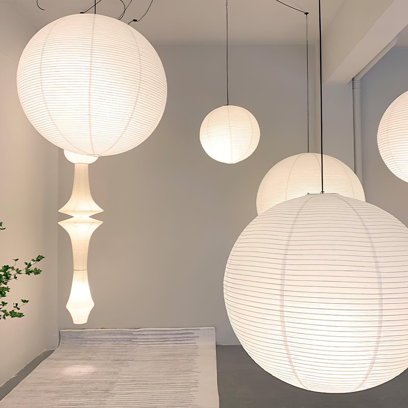 Handmade Washi Paper Pendant Light Japanese Style Mulberry Paper Hanging Lamp for Home Decor