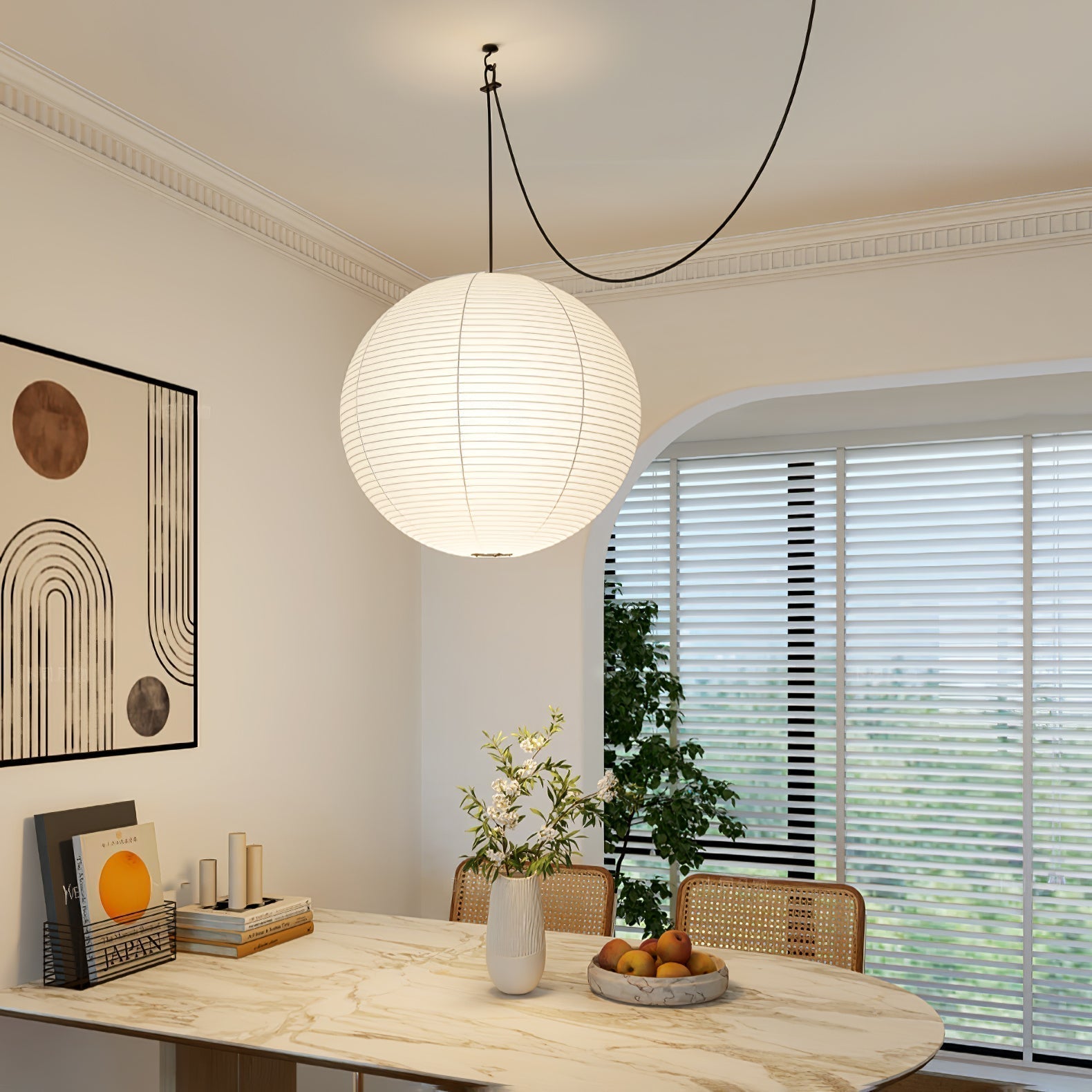 Handmade Washi Paper Pendant Light Japanese Style Mulberry Paper Hanging Lamp for Home Decor