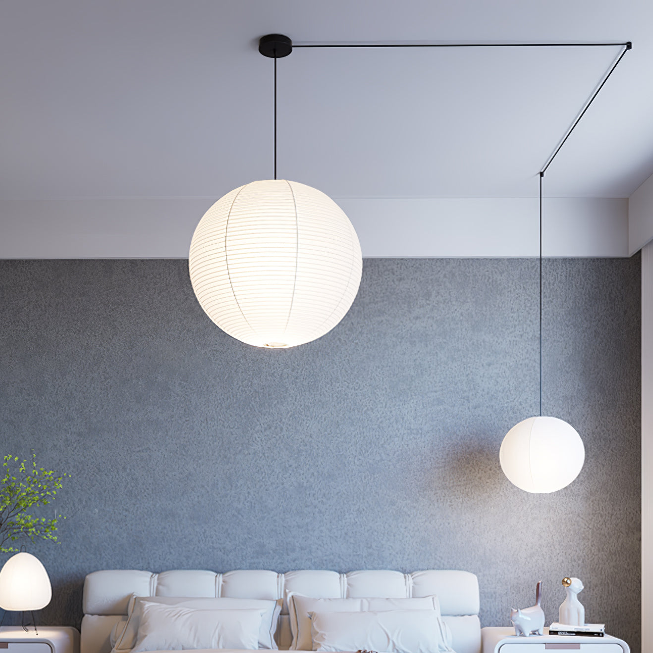 Handmade Washi Paper Pendant Light Japanese Style Mulberry Paper Hanging Lamp for Home Decor