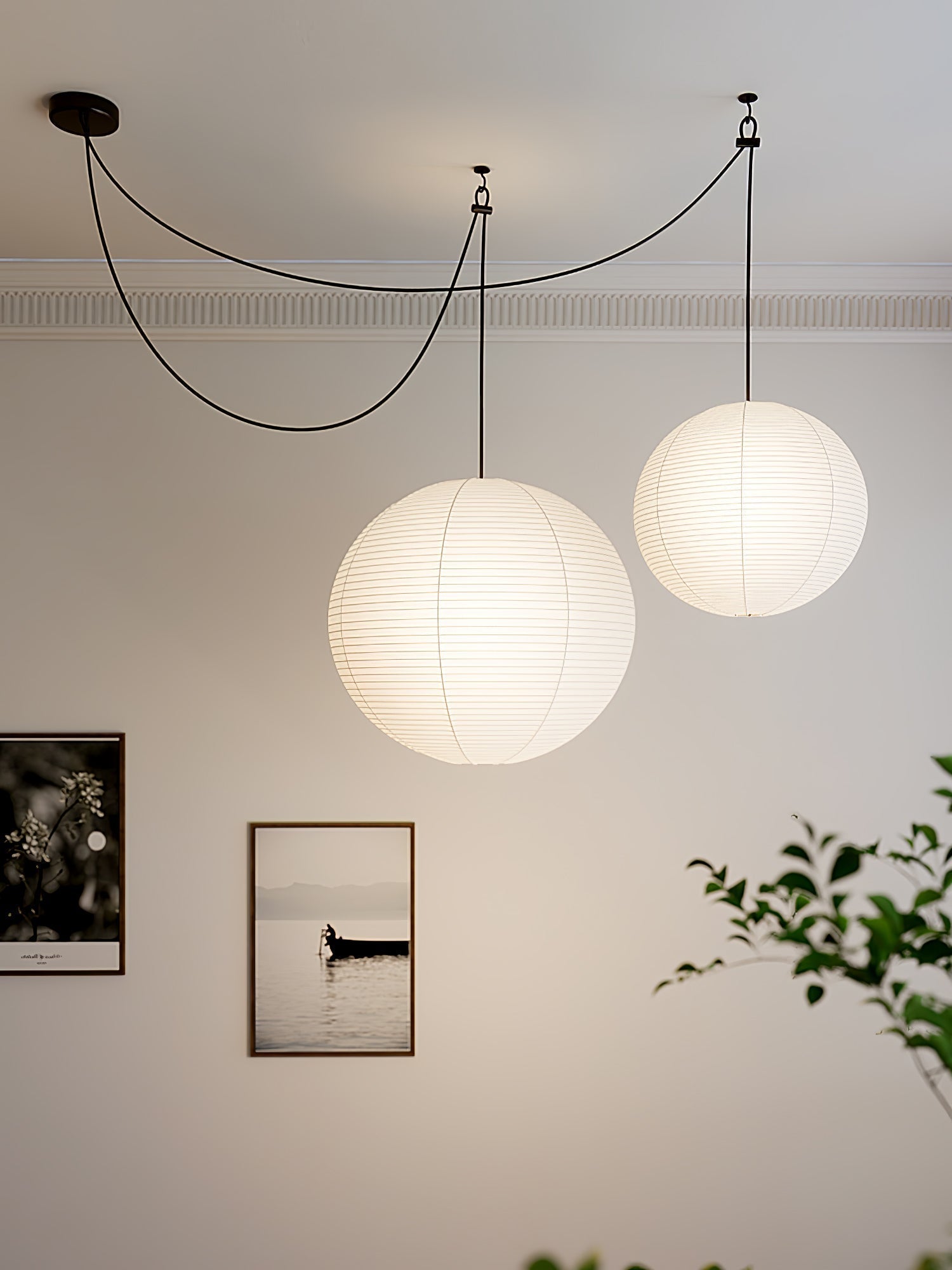 Handmade Washi Paper Pendant Light Japanese Style Mulberry Paper Hanging Lamp for Home Decor