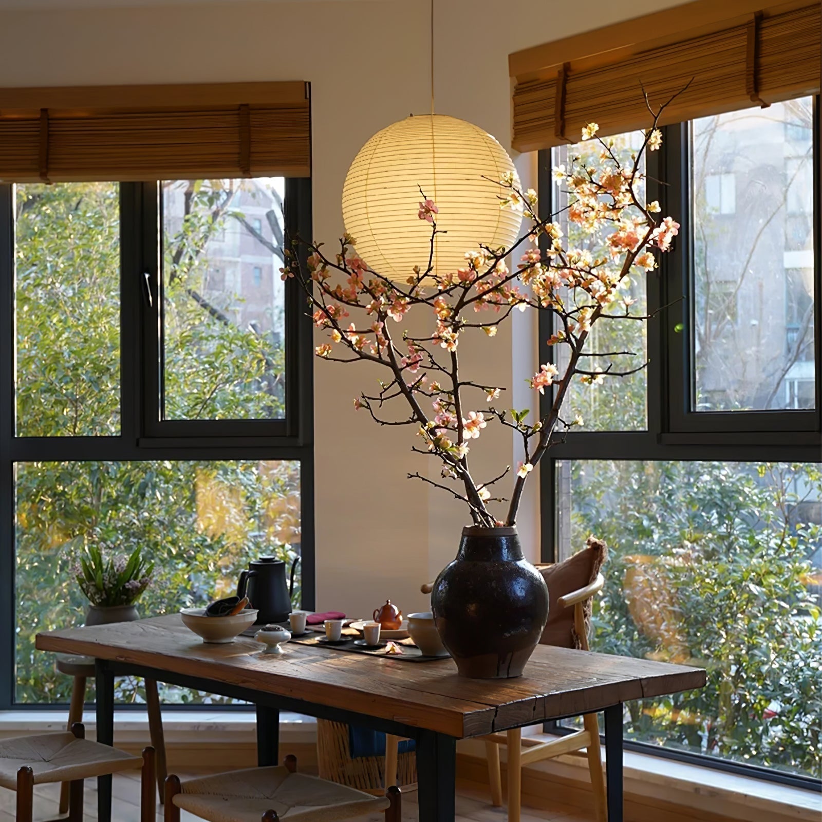 Handmade Washi Paper Pendant Light Japanese Style Mulberry Paper Hanging Lamp for Home Decor