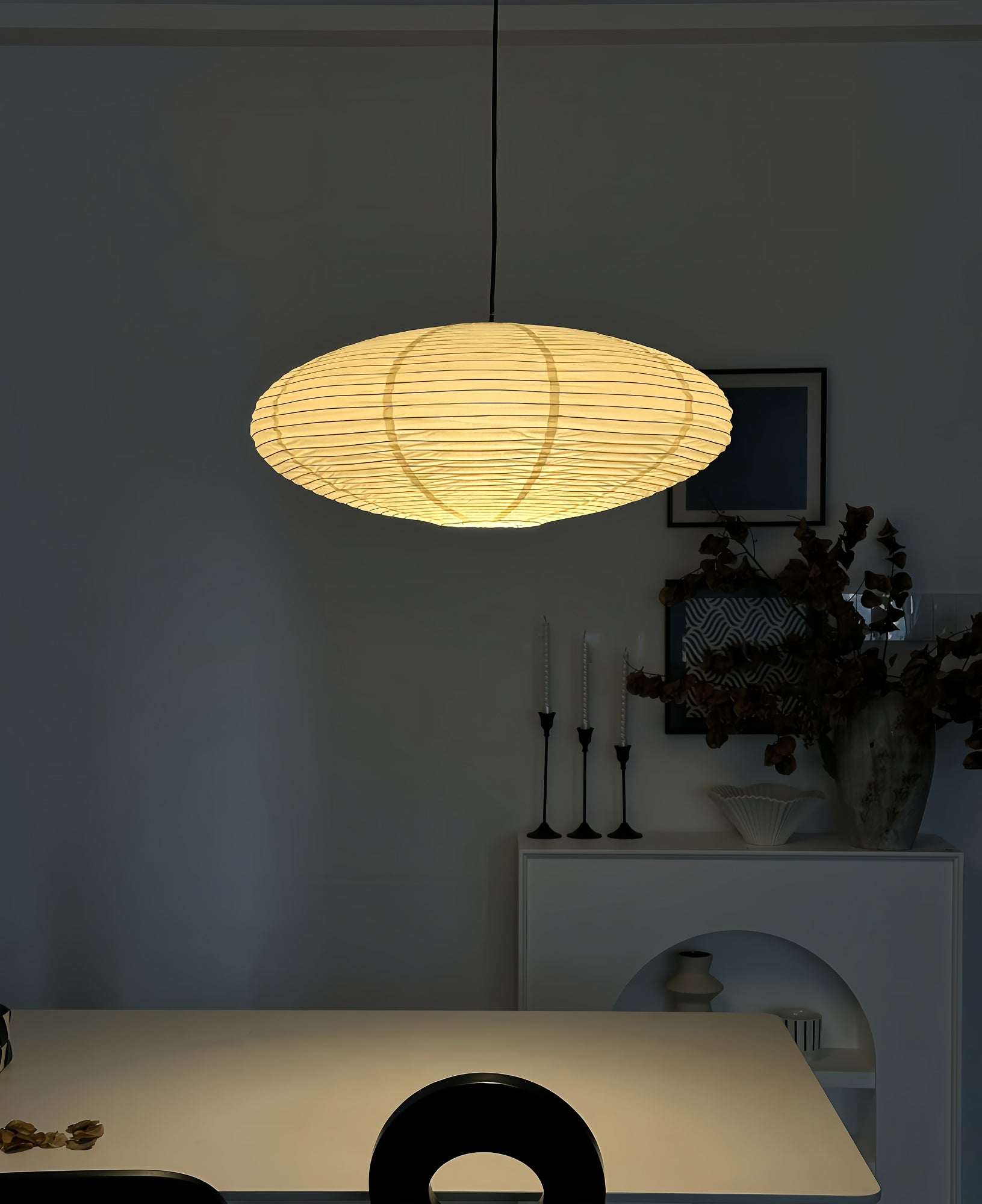 Handmade Washi Rice Paper Swag Light 15A Plug In Pendant for Minimalist Home Decor