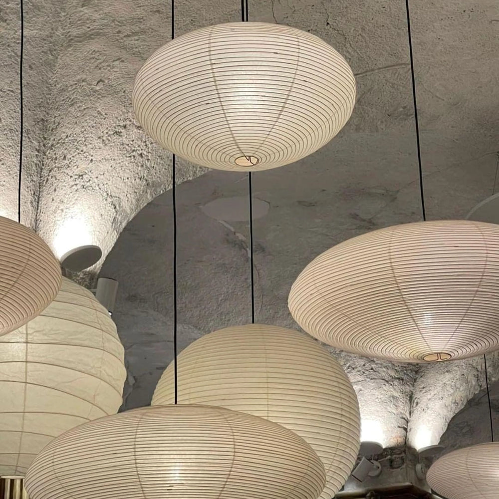 Handmade Washi Rice Paper Swag Light 15A Plug In Pendant for Minimalist Home Decor