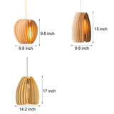 Handmade Wood Veneer Lantern Pendant Light Nordic Japanese Style LED Ceiling Lamp for Home Decor