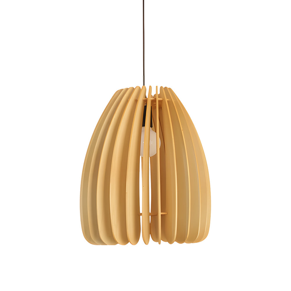Handmade Wood Veneer Lantern Pendant Light Nordic Japanese Style LED Ceiling Lamp for Home Decor