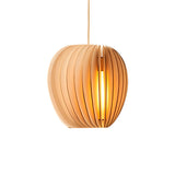 Handmade Wood Veneer Lantern Pendant Light Nordic Japanese Style LED Ceiling Lamp for Home Decor