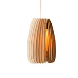 Handmade Wood Veneer Lantern Pendant Light Nordic Japanese Style LED Ceiling Lamp for Home Decor