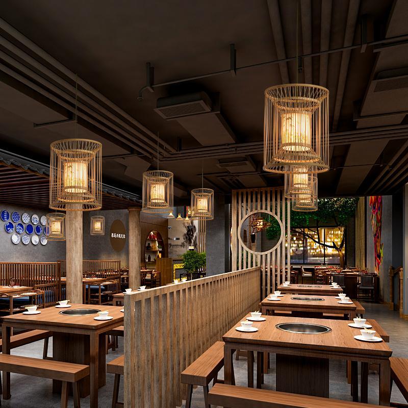Handwoven Bamboo Cylindrical Cage Pendant Light Decorative Hanging Lamp for Dining Room Kitchen