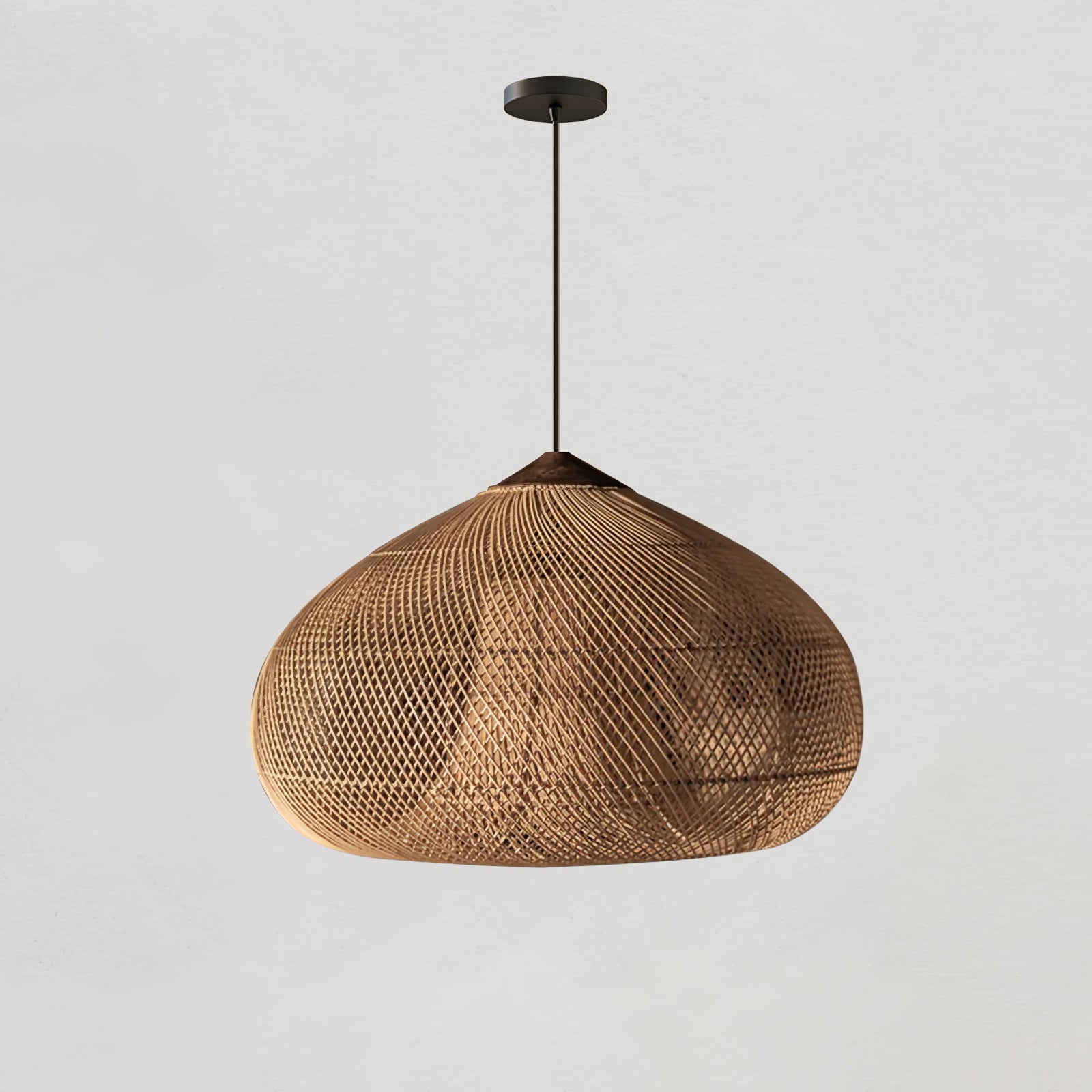 Handwoven Javanese Braided Rattan Pendant Light Coastal Style Wicker Hanging Lamp