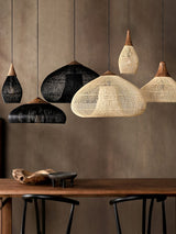 Handwoven Javanese Braided Rattan Pendant Light Coastal Style Wicker Hanging Lamp