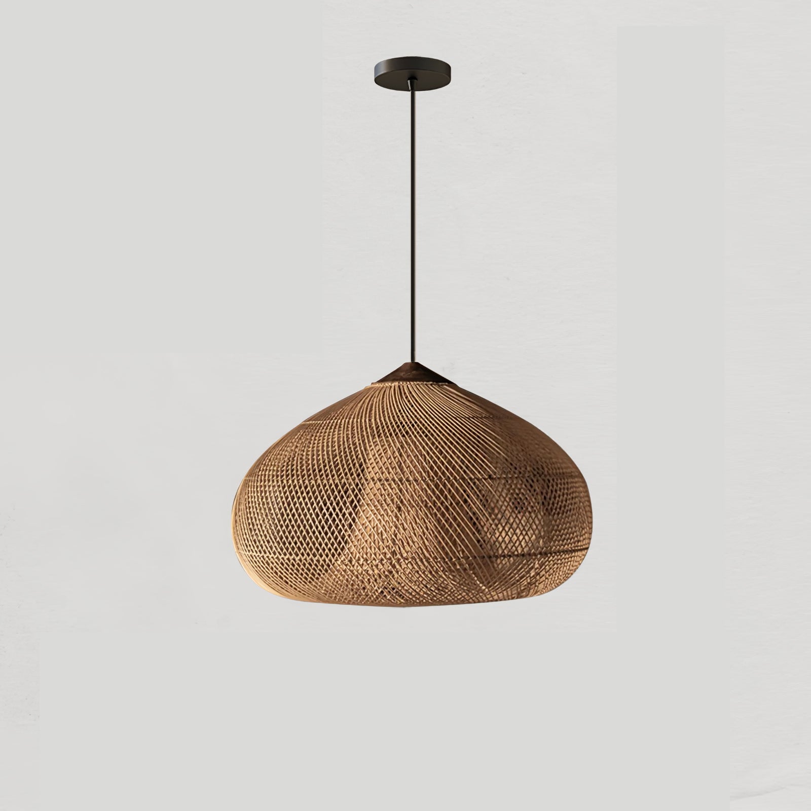 Handwoven Javanese Braided Rattan Pendant Light Coastal Style Wicker Hanging Lamp