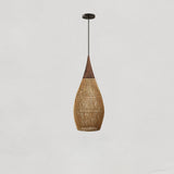 Handwoven Javanese Braided Rattan Pendant Light Coastal Style Wicker Hanging Lamp