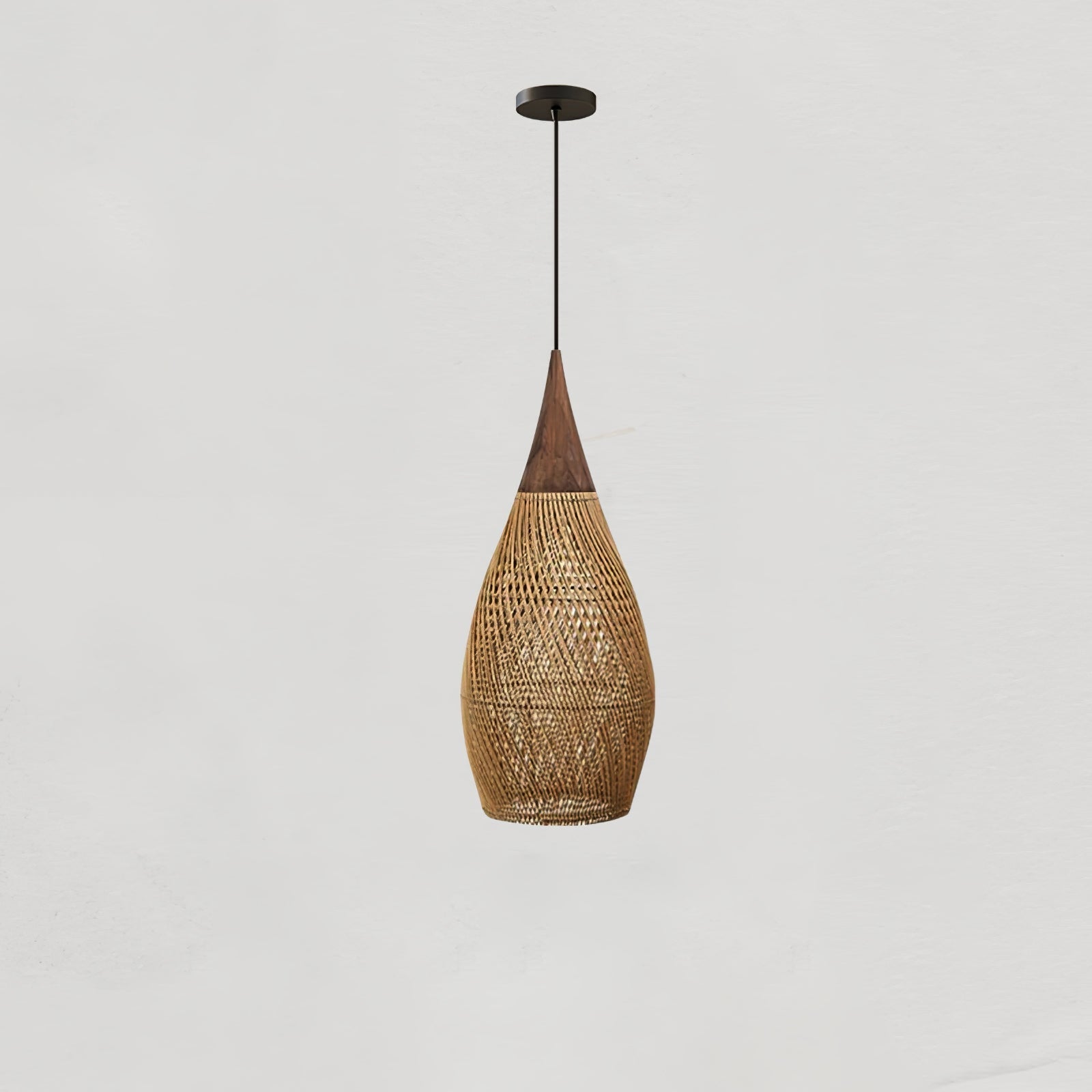 Handwoven Javanese Braided Rattan Pendant Light Coastal Style Wicker Hanging Lamp