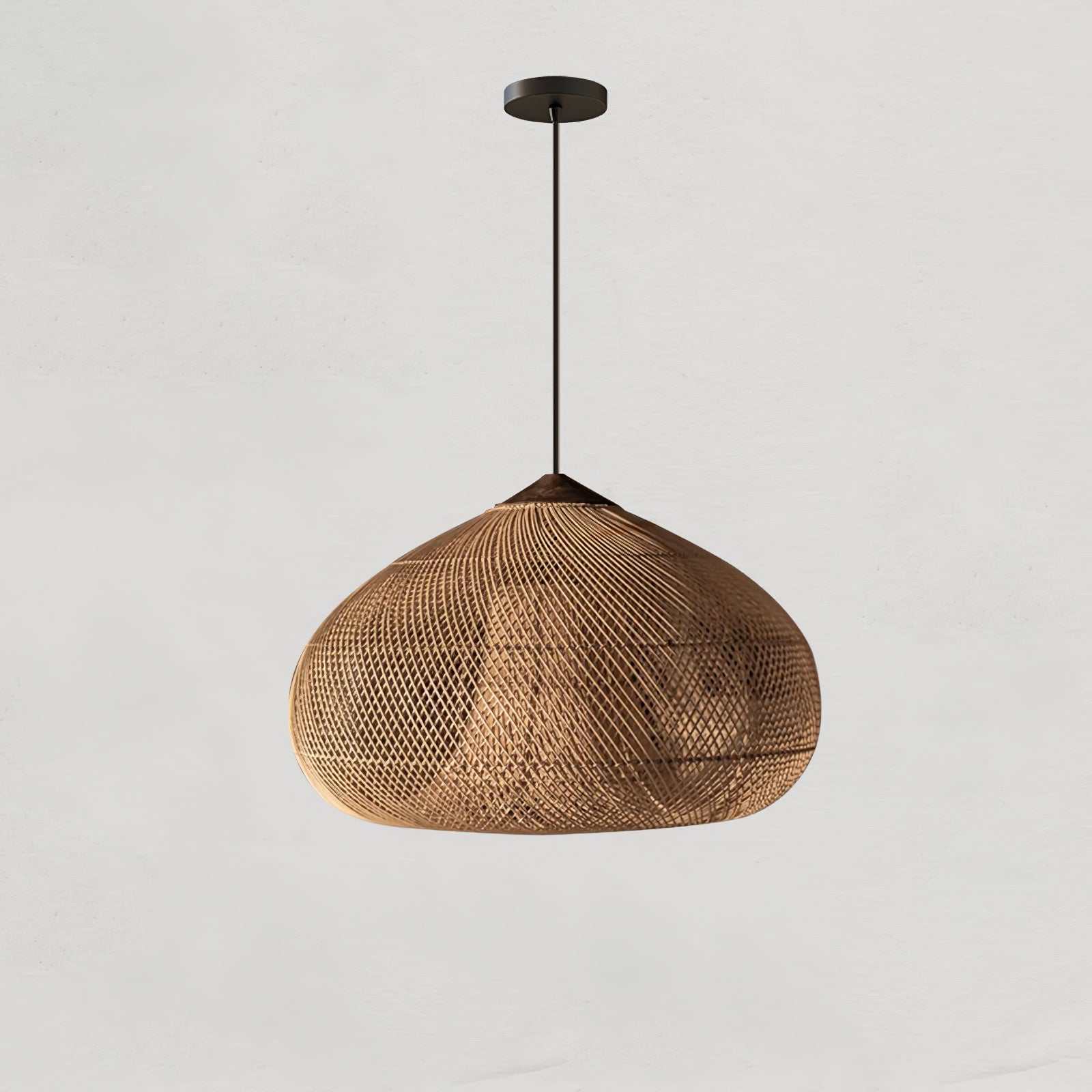 Handwoven Javanese Braided Rattan Pendant Light Coastal Style Wicker Hanging Lamp