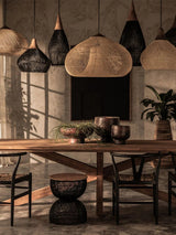 Handwoven Javanese Braided Rattan Pendant Light Coastal Style Wicker Hanging Lamp