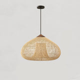 Handwoven Javanese Braided Rattan Pendant Light Coastal Style Wicker Hanging Lamp
