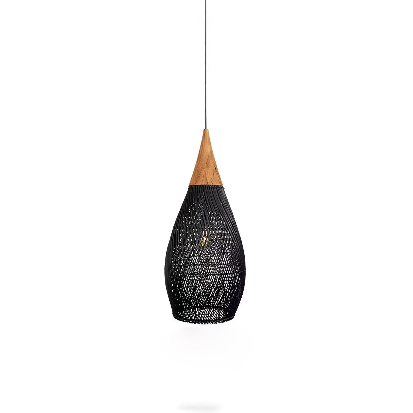 Handwoven Javanese Braided Rattan Pendant Light Coastal Style Wicker Hanging Lamp