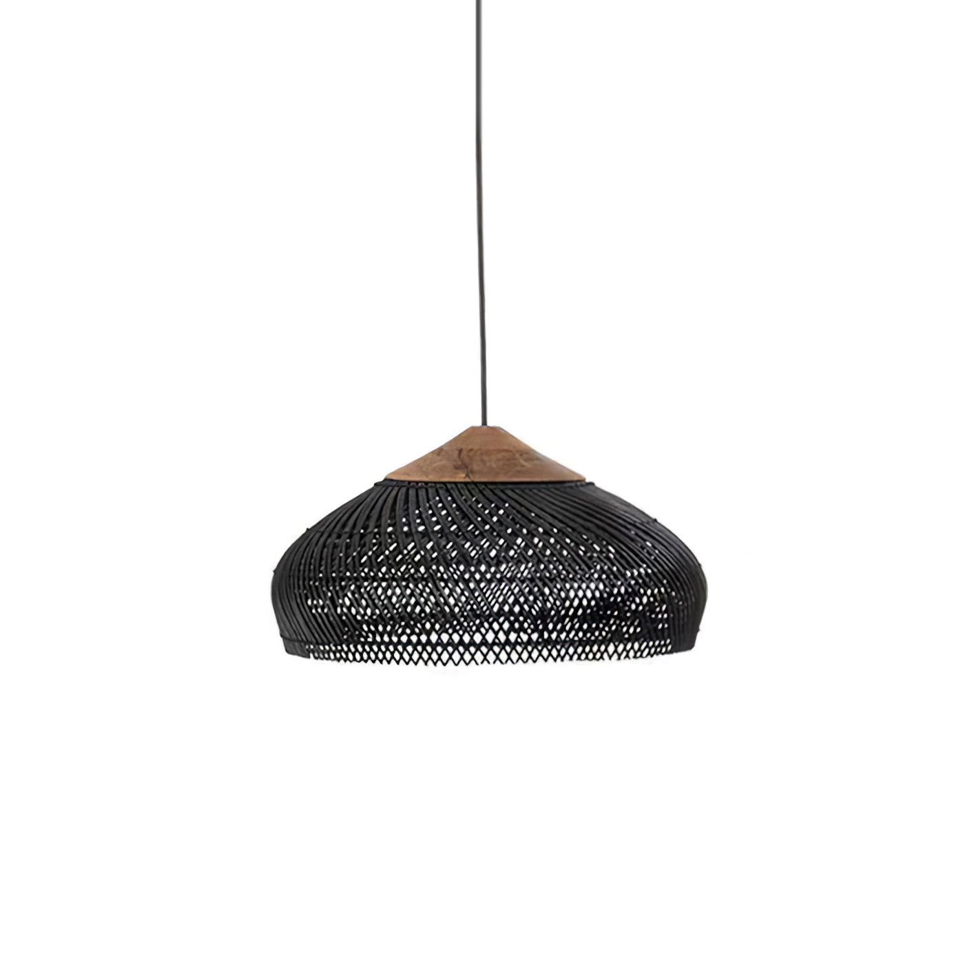 Handwoven Javanese Braided Rattan Pendant Light Coastal Style Wicker Hanging Lamp