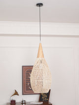 Handwoven Javanese Braided Rattan Pendant Light Coastal Style Wicker Hanging Lamp