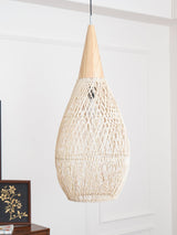 Handwoven Javanese Braided Rattan Pendant Light Coastal Style Wicker Hanging Lamp